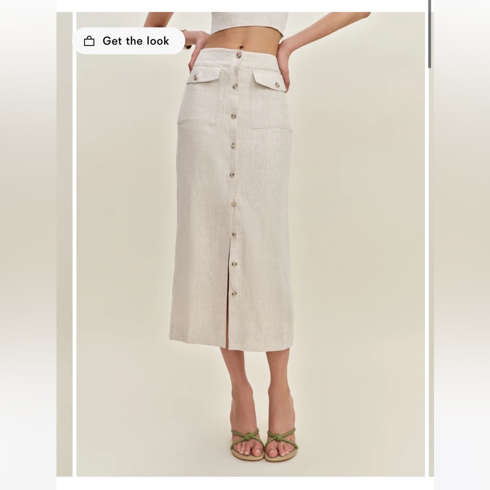 Reformation Britt linen skirt oatmeal size 8